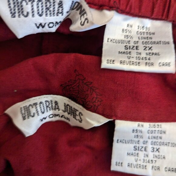 Victoria Jones Woman Embroidered Shirt Capri Pants Set Green Cotton Linen Blend - Picture 6 of 10